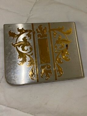 Vintage Elgin American Silver with Gold Filigree Design Cigarette Case